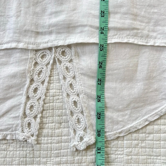 Terzo Millennio Italian Linen White Top Crochet Back Size Small - Picture 11 of 11